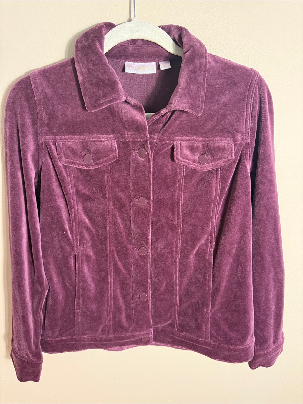 Belle by Kim Gravel Velvet Jean Jacket in Plum